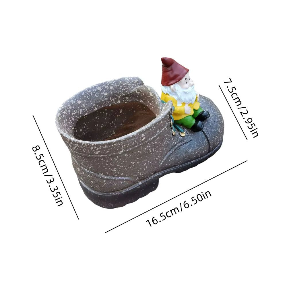 dimensions nain de jardin avec botte marron