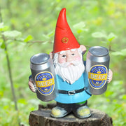 nain de jardin avec canettes de bière