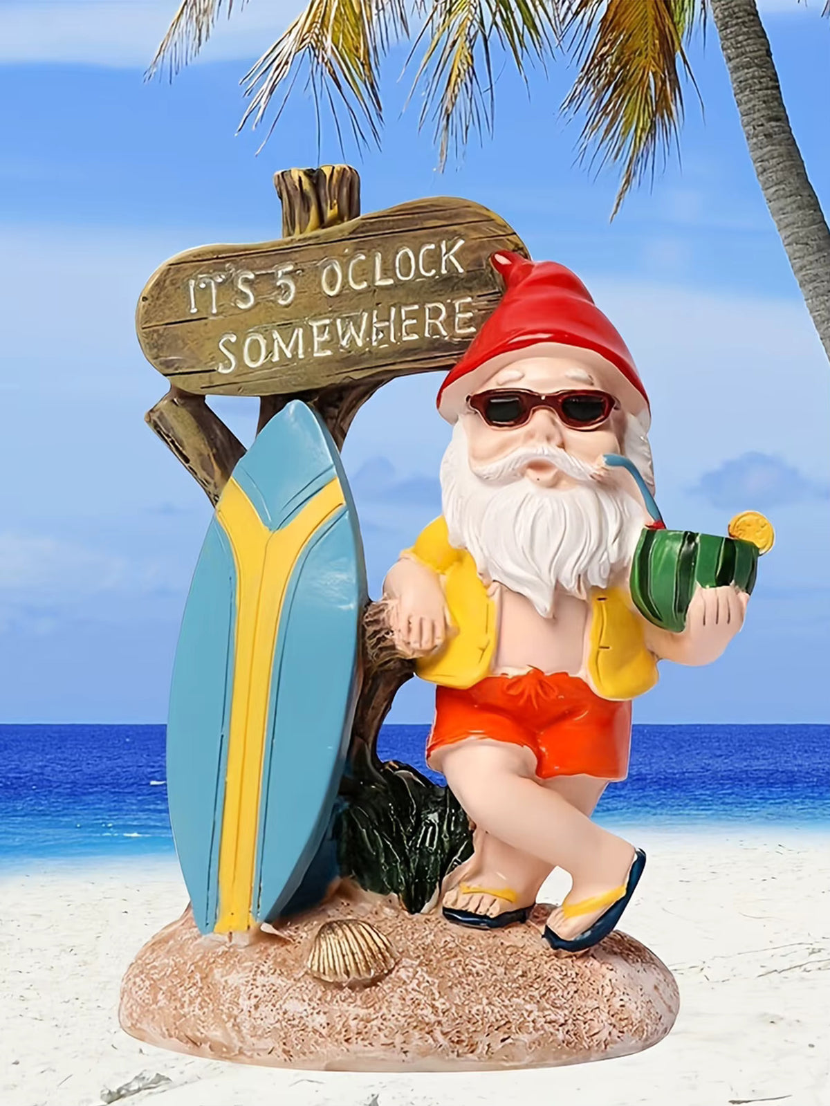 Nain de jardin fun avec un décor à la plage