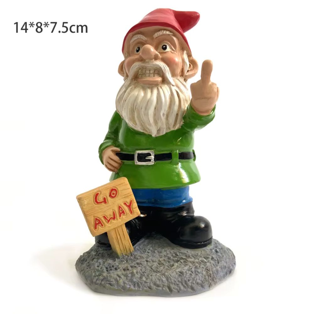 nain de jardin go away sur fond blanc