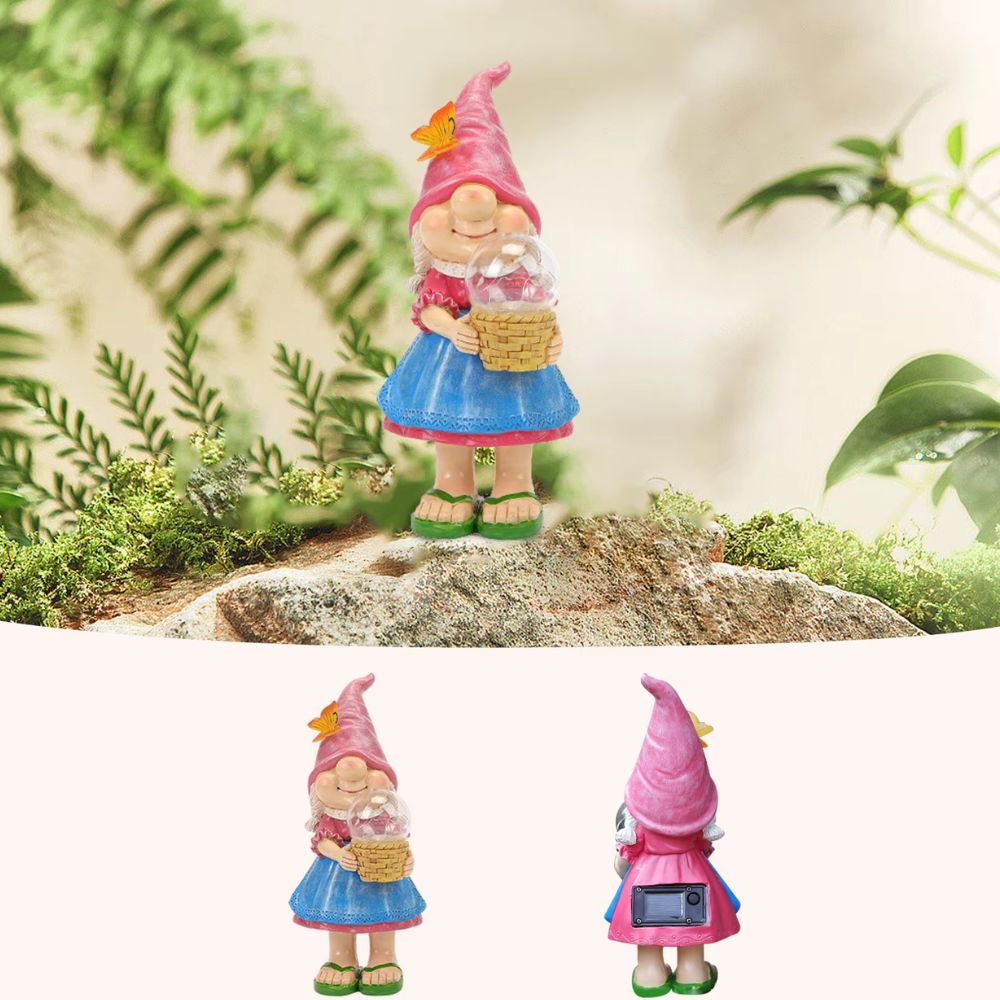 nain de jardin lumineux dos