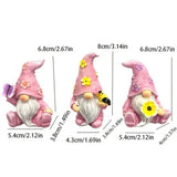 dimensions du lot de 3 nains de jardin rose