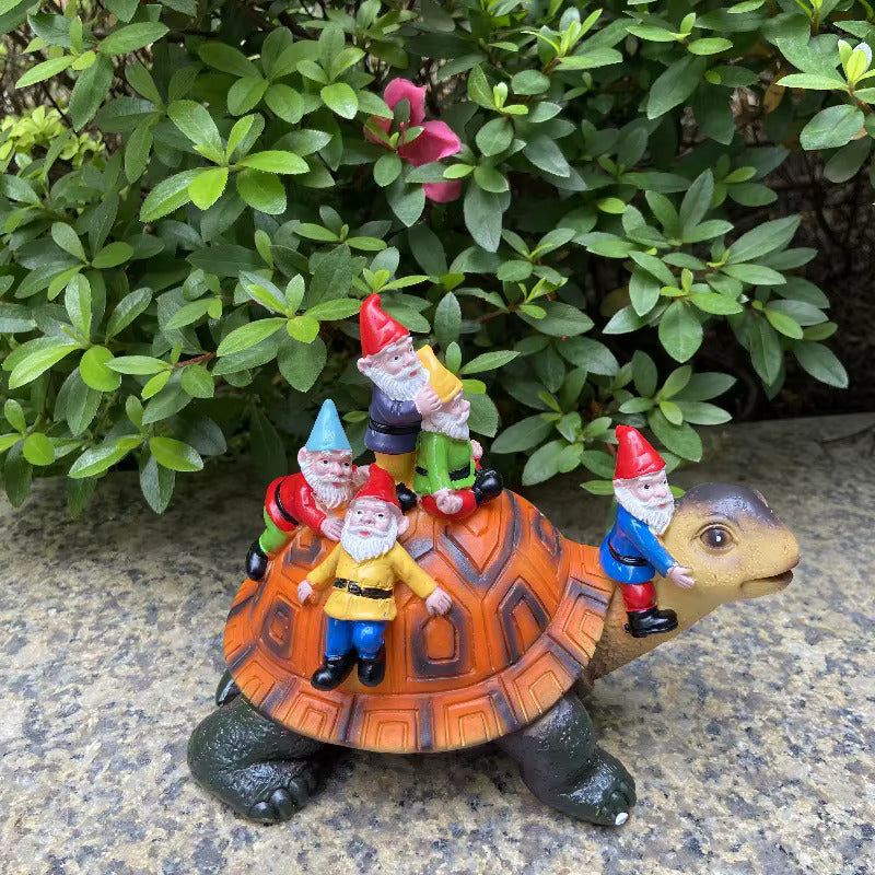 image nain de jardin avec une tortue