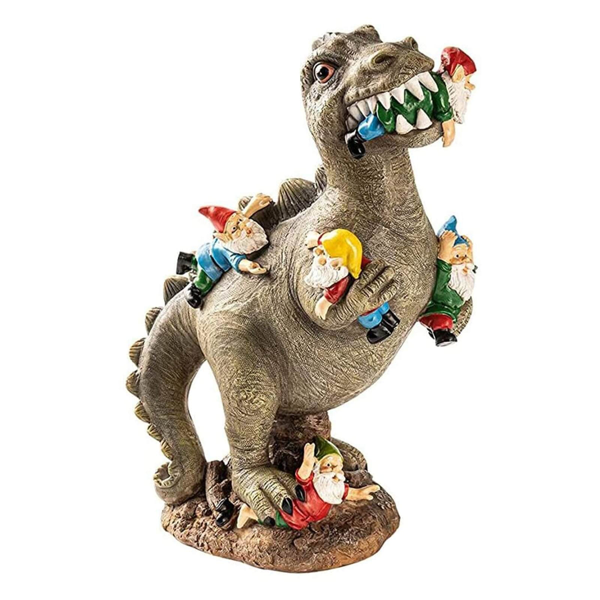 Nain de jardin dinosaure sur fond banc
