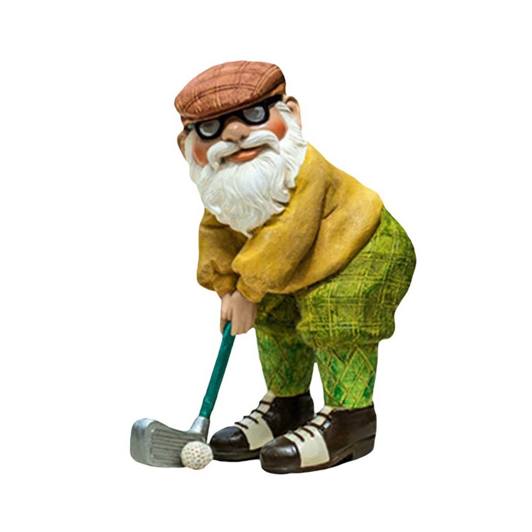 Nain de jardin golfeur sur fond blanc
